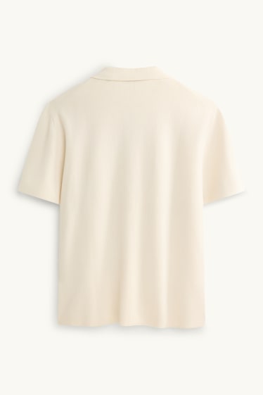 Herren - Strick-Poloshirt - Regular Fit - cremeweiß