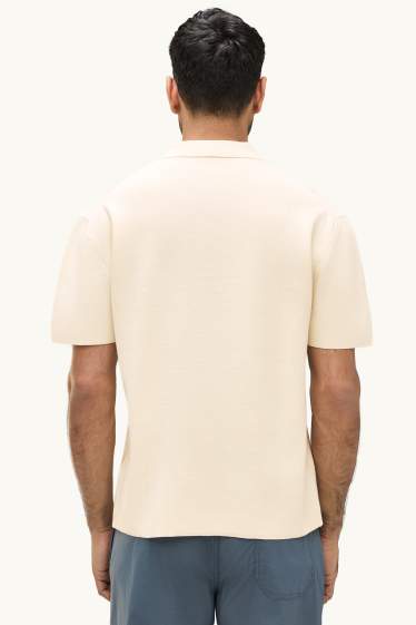 Herren - Strick-Poloshirt - Regular Fit - cremeweiß