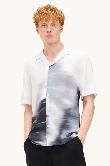 Home - Camisa - relaxed fit - coll solapa - estampada - blanc/gris