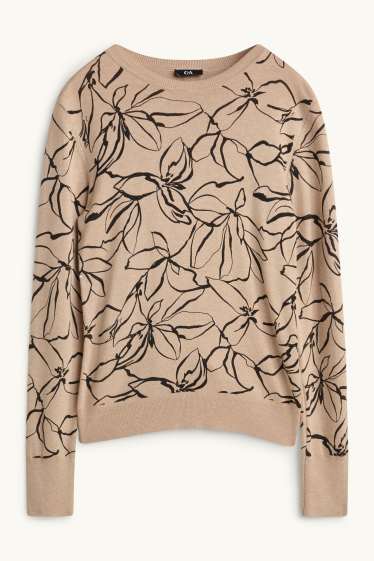 Women - Jumper - patterned - black / beige