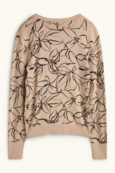 Women - Jumper - patterned - black / beige