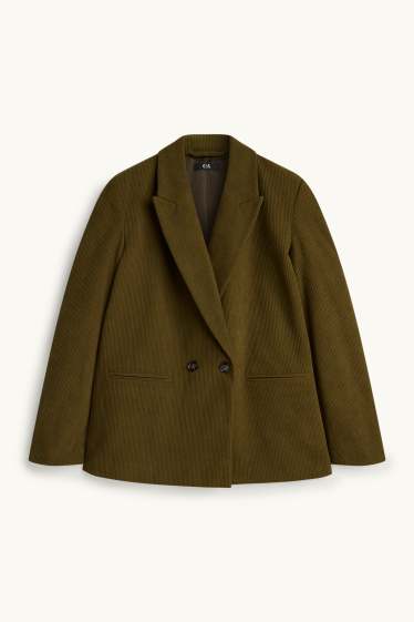 Damen - Cord-Longblazer - Regular Fit - dunkelgrün