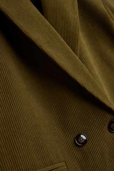 Damen - Cord-Longblazer - Regular Fit - dunkelgrün