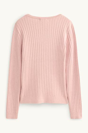 Kinder Mädchen - Pullover - gerippt - rosa