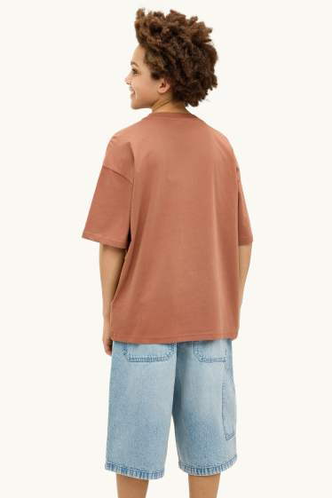 Kinder Buben - Basketball - Kurzarmshirt - braun