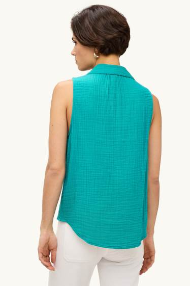 Dames - Blousetop - met structuur - groen