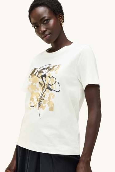 Femmes - T-shirt - regular fit - effet brillant - blanc