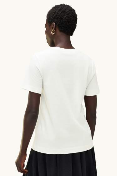 Femmes - T-shirt - regular fit - effet brillant - blanc