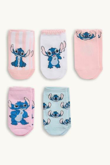 Copii - Fete - Multipack 5 perechi - Lilo & Stitch - șosete sub gleznă cu motive - roz
