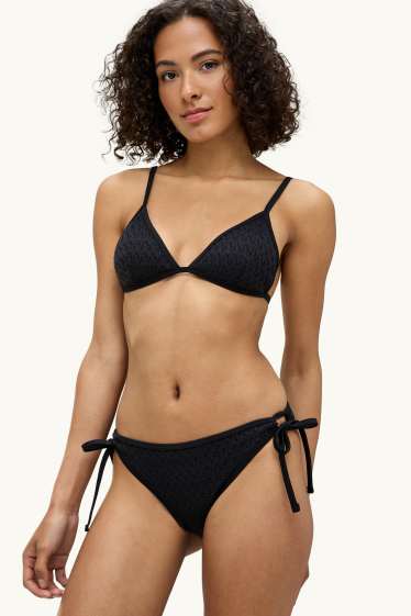 Dames - Bikinibroek - mid waist - LYCRA® XTRA LIFE™ - met structuur - zwart