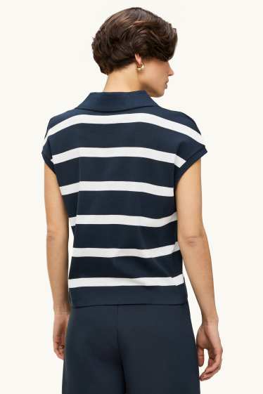Dames - Poloshirt - regular fit - gestreept - blauw