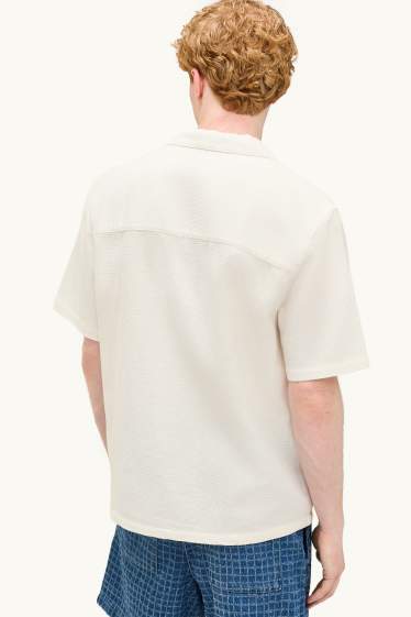 Herren - Hemd - Relaxed Fit - Reverskragen - strukturiert - weiß