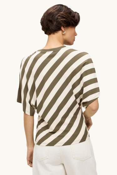 Damen - T-Shirt - Regular Fit - gestreift - grün