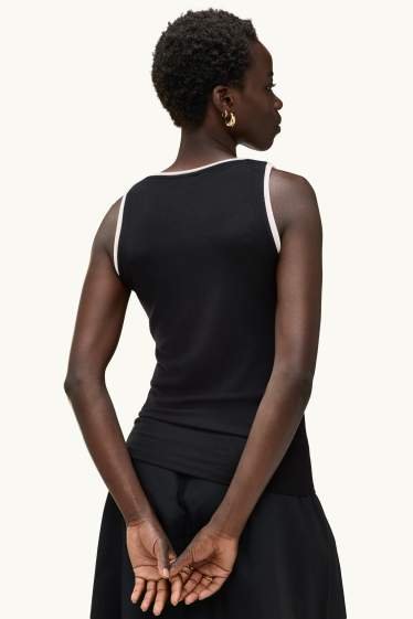 Damen - Top - 2-in-1-Look - schwarz