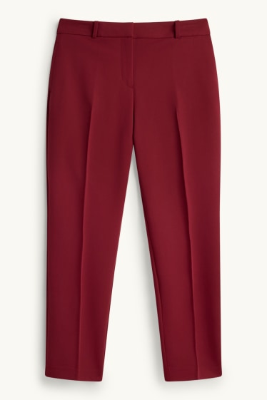 Femei - Pantaloni office - talie medie - cigarette fit - bordo