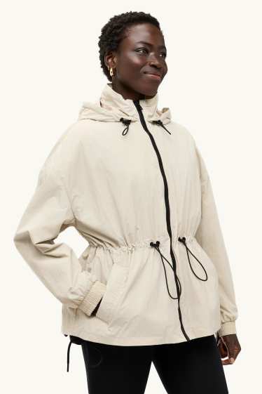 Damen - Jacke mit Kapuze - cremeweiss