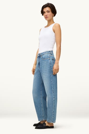 Damen - Barrel Jeans - High Waist - jeansblau