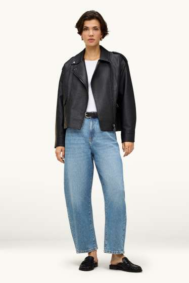 Damen - Barrel Jeans - High Waist - jeansblau