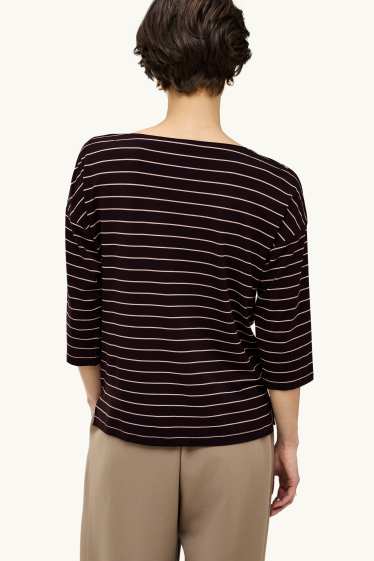 Femei - Tricou cu mânecă lungă - regular fit - cu dungi - negru