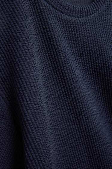 Heren - T-shirt - regular fit - met structuur - donkerblauw