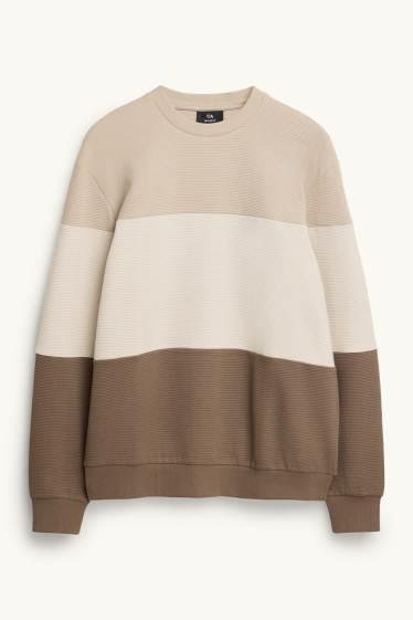 Uomo - Felpa - a coste - beige / marrone