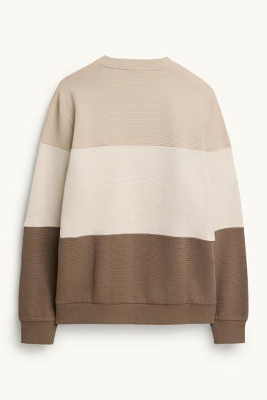Uomo - Felpa - a coste - beige / marrone