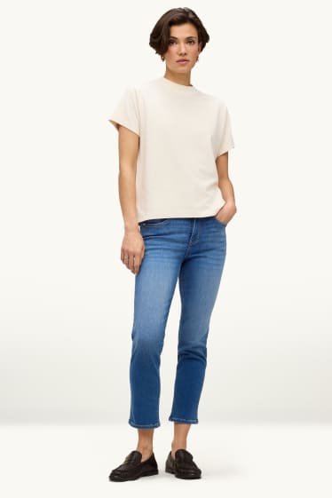 Dona - Crop slim jeans - mid waist - LYCRA® - texà blau