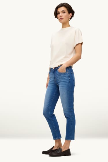 Dona - Crop slim jeans - mid waist - LYCRA® - texà blau