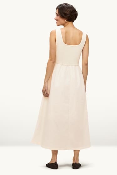 Damen - Kleid - cremefarben