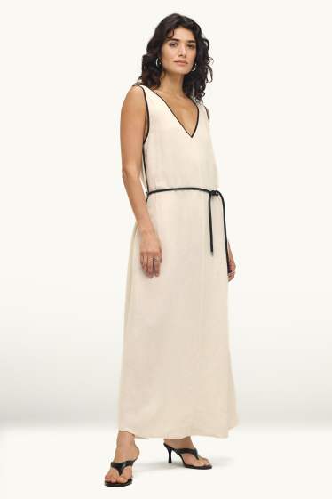 Dona - Vestit de línia A amb el coll en punta - blanc