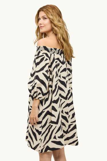 Damen - Kleid - gemustert - schwarz / beige