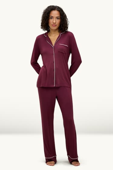 Femei - Pijama din viscoză - bordo