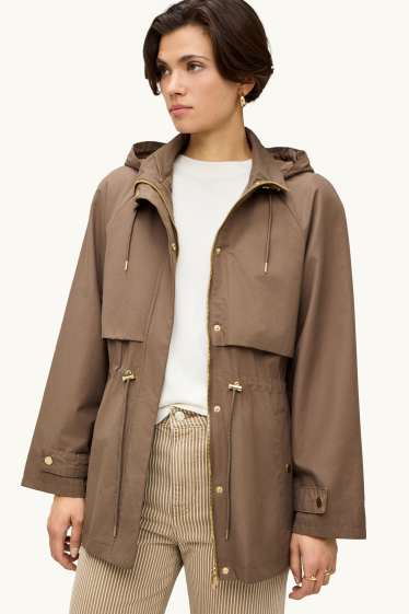 Damen - Jacke mit Kapuze - wasserabweisend - braun