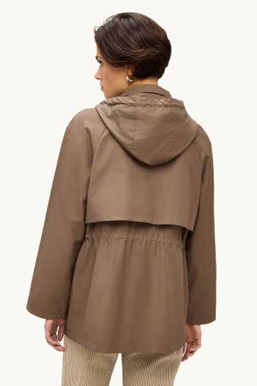 Damen - Jacke mit Kapuze - wasserabweisend - braun