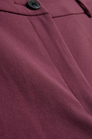 Femmes - Pantalon en toile - mid waist - straight fit - bordeaux