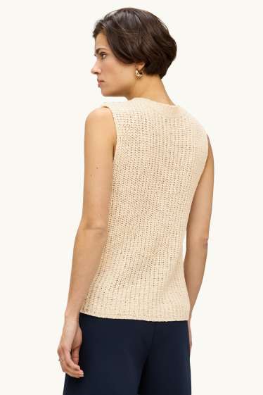 Donna - Gilet in maglia - crema