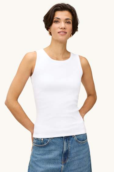 Femmes - Haut avec soutien-gorge intégré - blanc