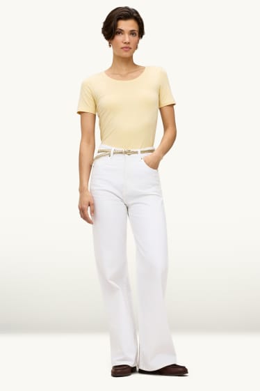 Damen - Wide Leg Jeans - High Waist - weiß
