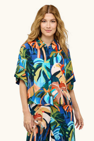 Damen - Hemdbluse - gemustert - bunt