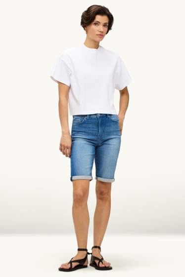 Dona - Bermudes texanes - mid waist - blau