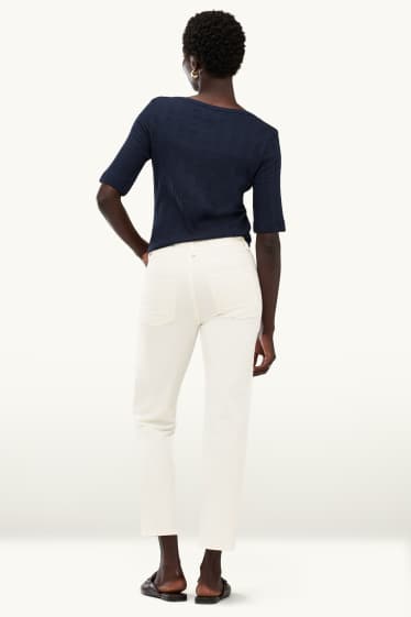 Dames - Pantalon - mid waist - straight leg - wit
