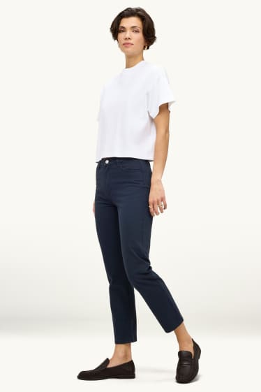 Dames - Pantalon - mid waist - straight leg - donkerblauw