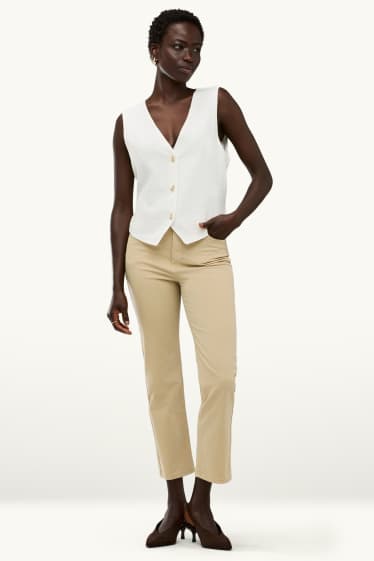 Donna - Pantaloni di stoffa - vita media - straight leg - beige