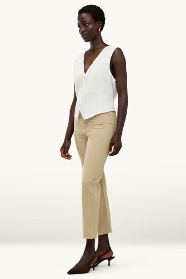 Donna - Pantaloni di stoffa - vita media - straight leg - beige
