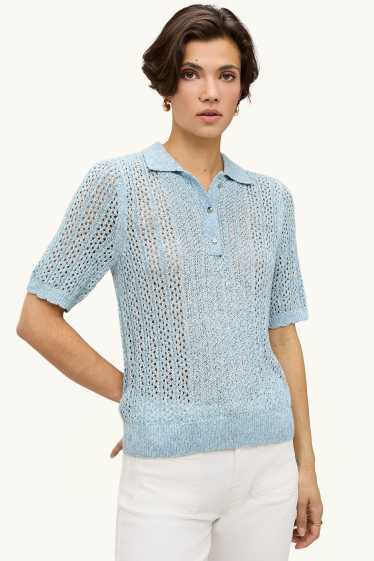 Femmes - Pull en crochet - bleu clair
