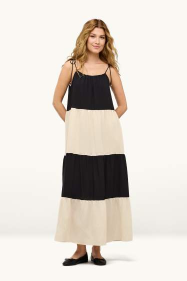 Women - A-line dress - striped - black / white