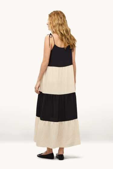 Women - A-line dress - striped - black / white