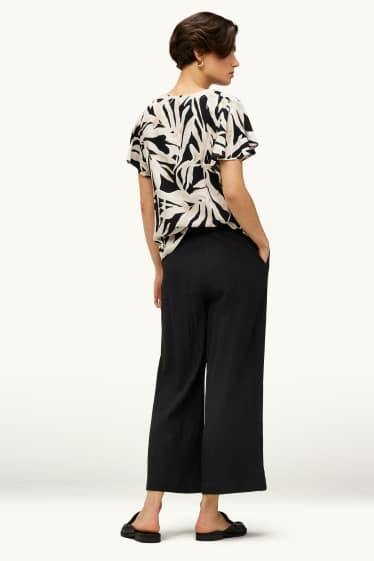 Dames - Pantalon - high waist - palazzo - zwart