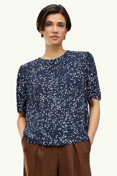 Dames - Blouse - met stippen - blauw