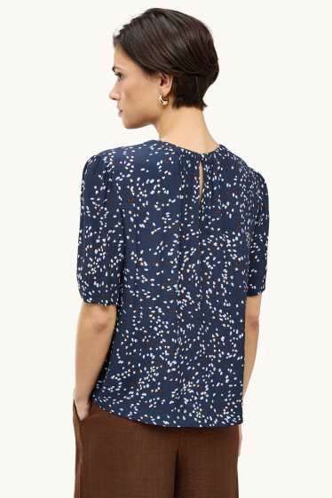 Dames - Blouse - met stippen - blauw
